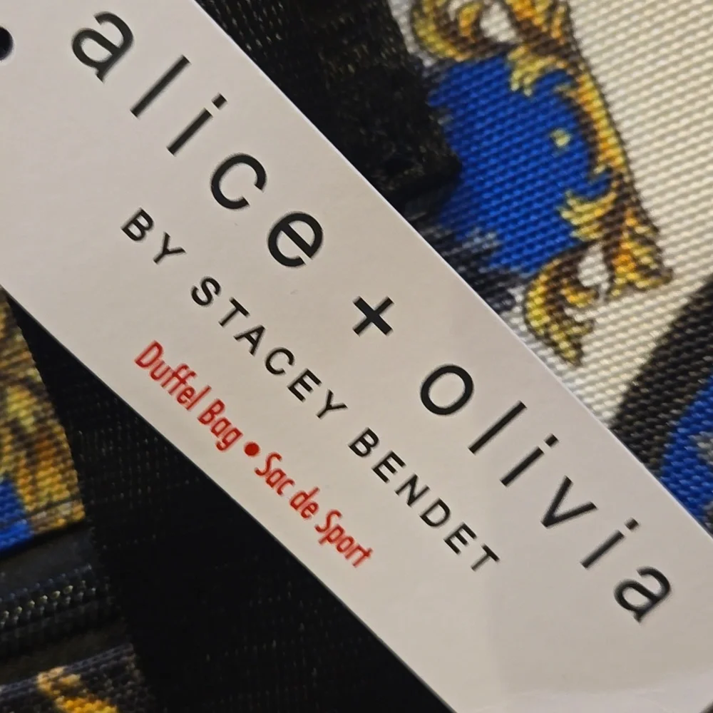 NWT Alice + Olivia Classy Black/Blue Design Print Weekender Bag - Picture 2 of 12
